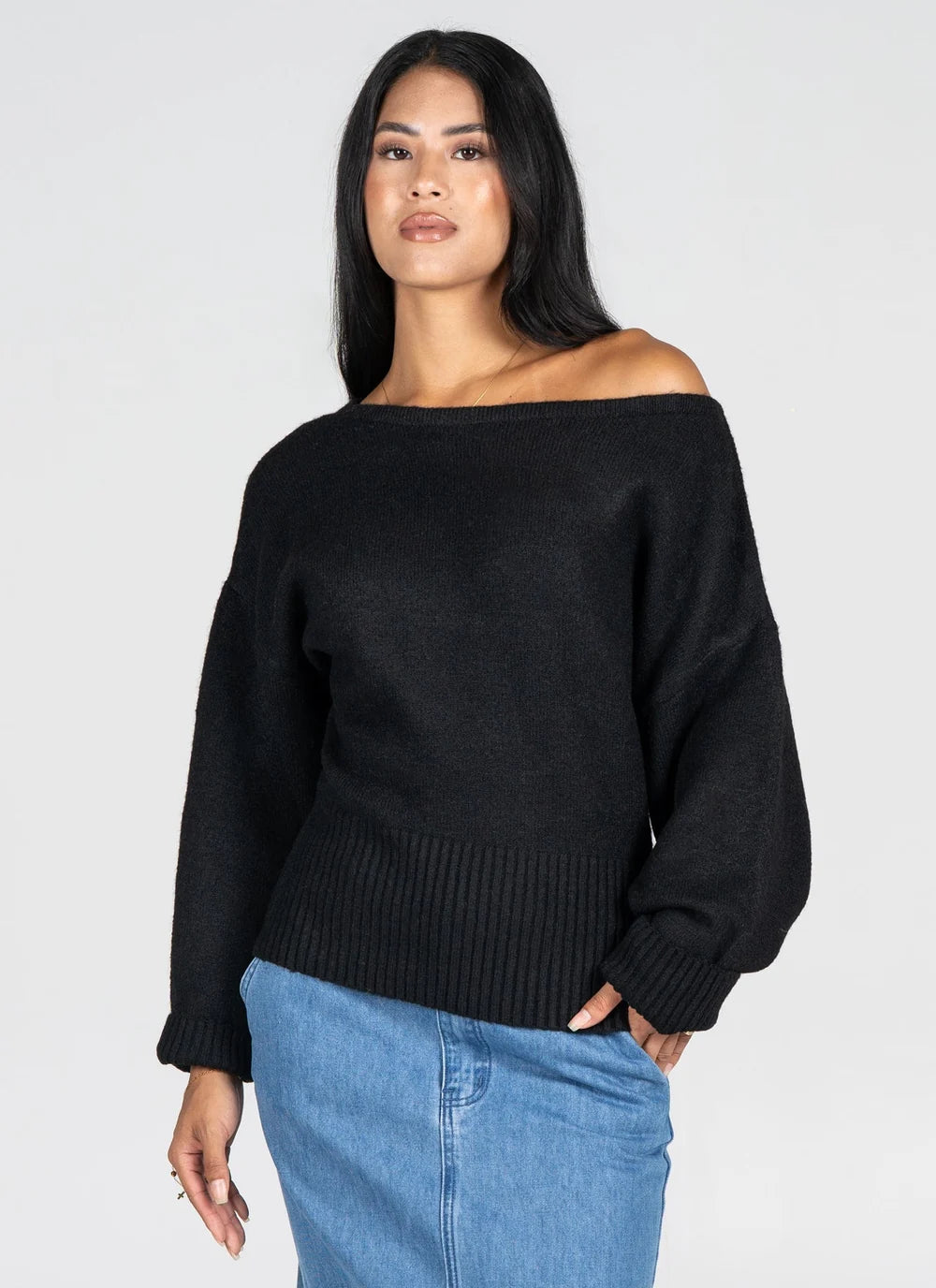 Off Shoulder Knit Sweater