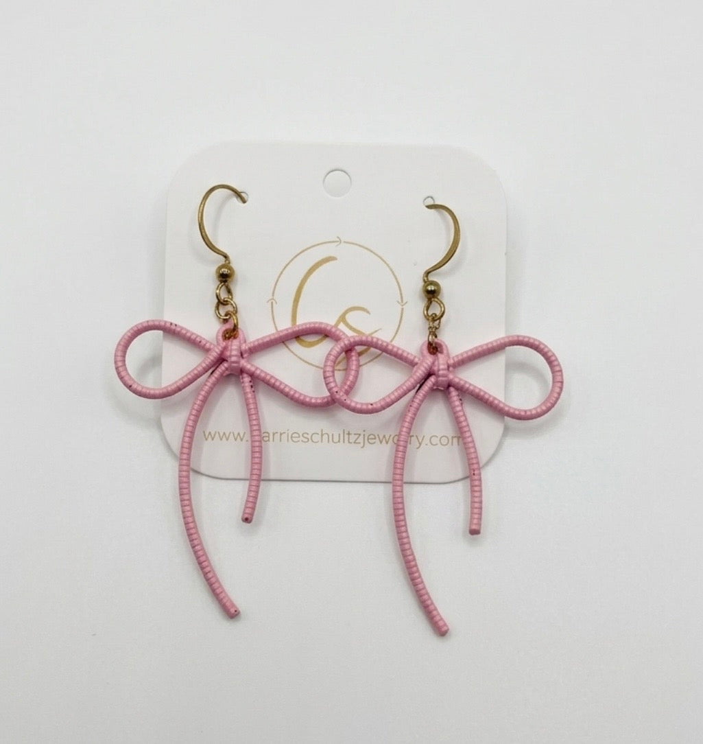 Pink Bow Earrings