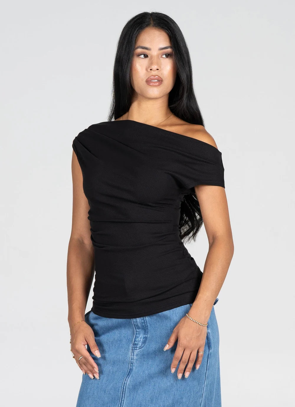 Gathered Front Boat Neck Top