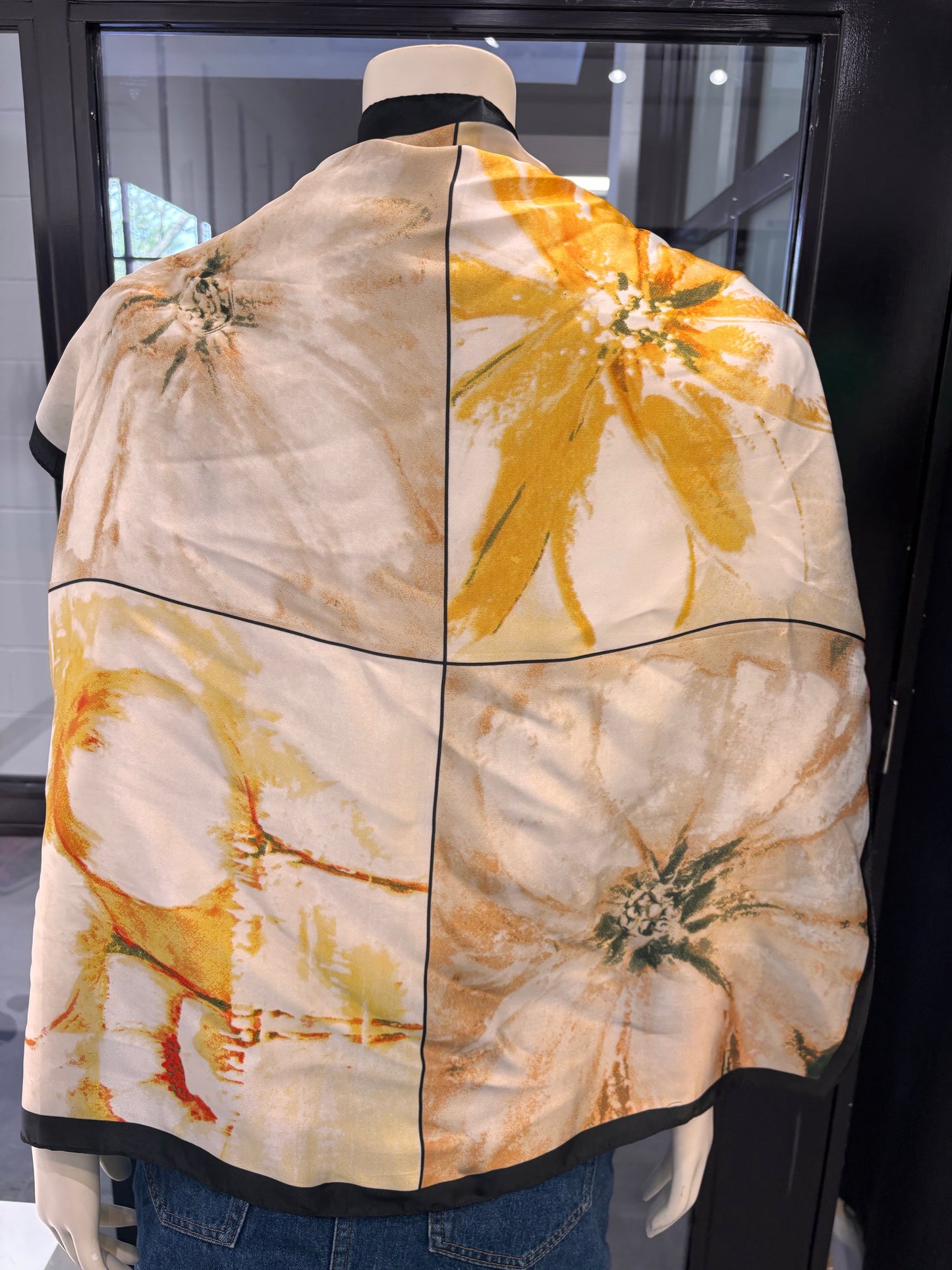 Silk Feeling Square Scarf Yellow