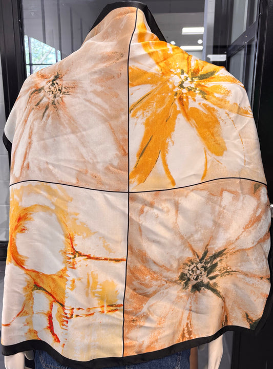 Silk Feeling Square Scarf Yellow