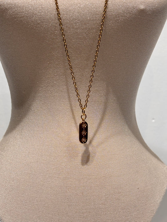 3 stone star rectangle necklace
