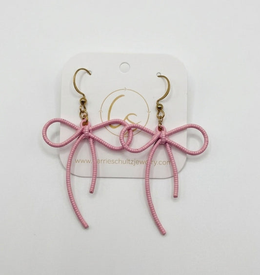 Pink Bow Earrings